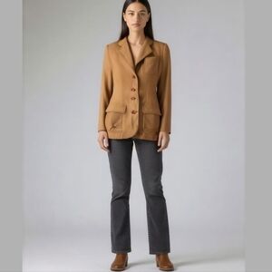 VINTAGE Camel RALPH LAUREN Wool & Camel Hair Light Academia Blazer Size 4 Petite